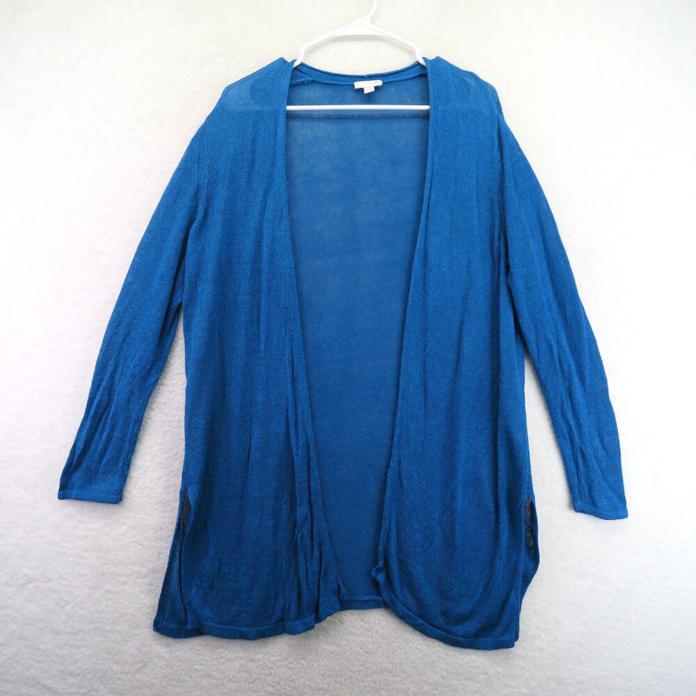 J Jill Cardigan Sweater Womens Large Open Front Linen Blend Lightweight Layer - Picture 1 of 9